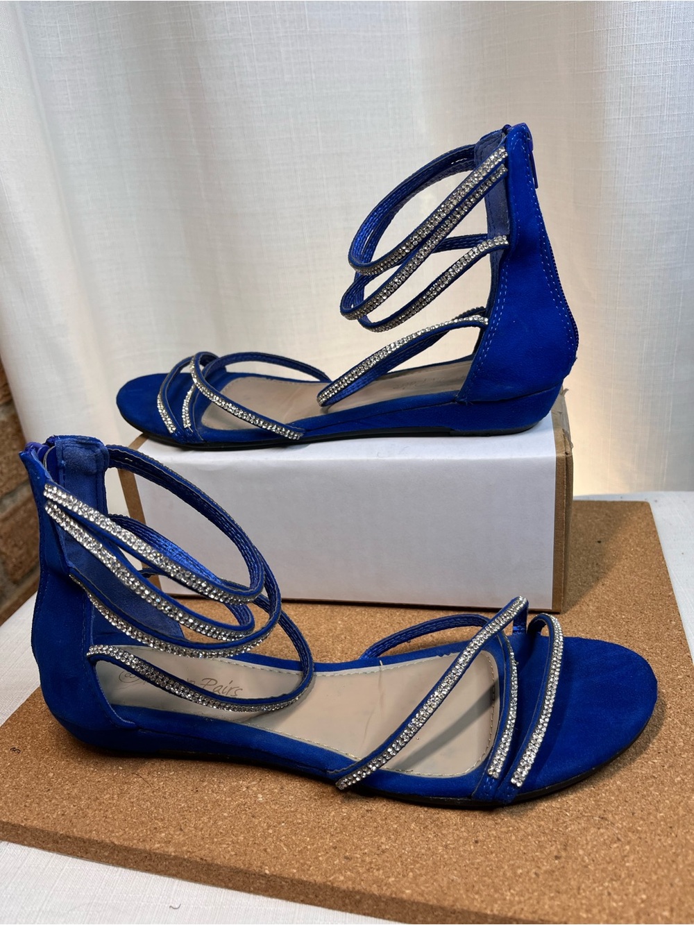 Dream Pairs Weitz Royal Blue Rhinestone Strappy Sandals 8